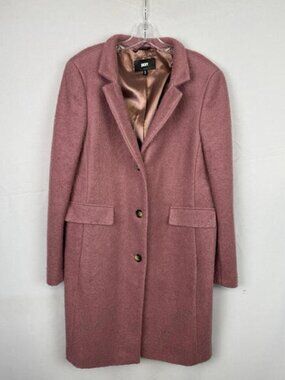 DKNY Wool Blend Boucle Walker Coat Pink Size XL